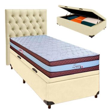 Imagem de Kit Cama Box Bau + Cabeceira + Colchão Solteiro Molas Ensacadas - Legaccy - Paropas