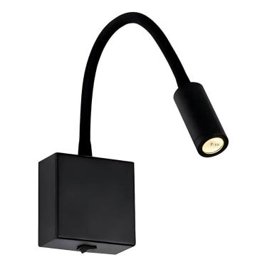 Imagem de Arandela de Cabeceira Leitura Flexível Flexus Preta Led 3W 3000K Bivolt