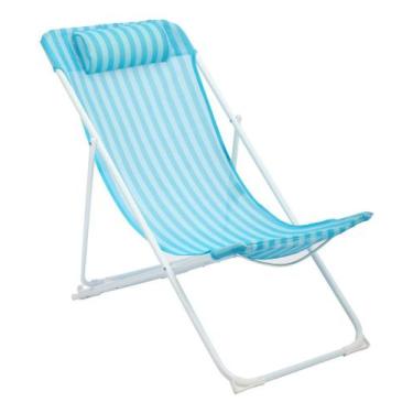Imagem de Cadeira De Praia Azul 3 Posicoes Retro Com Almofada - BRAZIL HOME LIVI