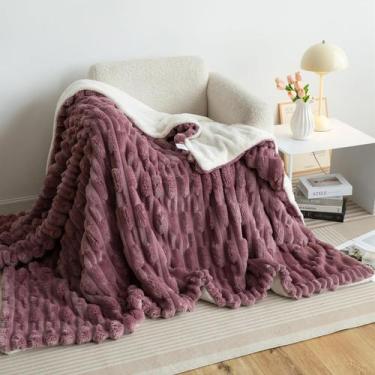 Imagem de Cobertor UKELER Sherpa Fleece 150x200cm roxo para todas as estações