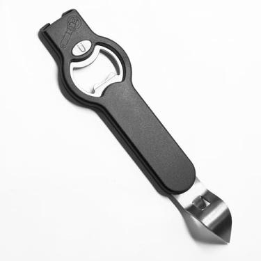 Imagem de Abridor de garrafa magnético 3 em 1 para geladeira, abridor manual de aço inoxidável para líquido com apanhador de tampa, cole na geladeira para armazenamento fácil, chave de igreja com ímã (preto)