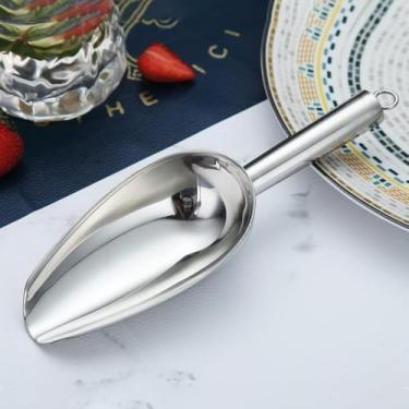 Imagem de Colher de gelo de aço inoxidável 170 g, colher de gelo de metal para máquina de gelo, multiuso para doces, cozinha, bar, festa, casamento, animal de estimação, comida de cachorro, pá de praia