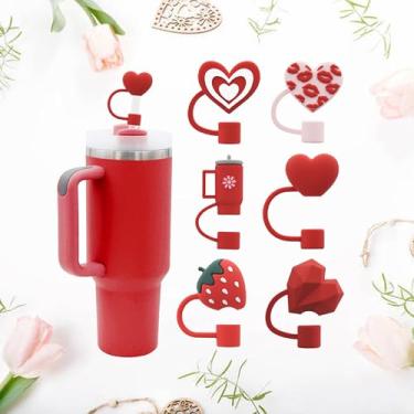 Imagem de Tampa de palha em forma de coração para Stanley Cup, 10 mm 1 cm Reutilizável Cute Straw Topper