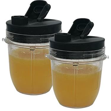 Imagem de Copo de substituição com tampa de bico, compatível com Nutri Ninja Pro Series bl450 e nutri ninja Auto-IQ blender series BL480 e Ninja Chef High-Speed Blender(2, copo de 340 g com tampa)