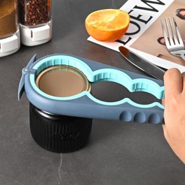 Imagem de Abridor de frascos de borracha antiderrapante – Removedor de tampa de fácil aderência para garrafas, latas e frascos – ideal para idosos e mãos pequenas - azul/cinza