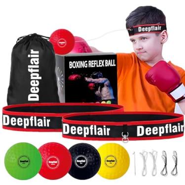 Imagem de Deepflair Conjunto de 4 bolas de boxe reflexos com pesos variados para reflexos rápidos e melhorar a velocidade