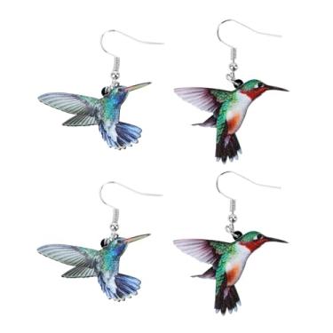 Imagem de 2 pares de estampa de pássaros para mulheres de colírios, beija-flor, águia, coruja, papagaio, decoração de orelha, mães, damas de honra