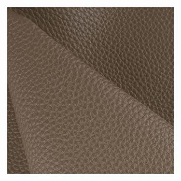 Imagem de Tecido de couro sintético PU por metro 100 x 140 cm/39" x 55" vinil de couro sintético para artesanato faça você mesmo costura sofá reparação assento capa (cáqui, 1,4 x 1 m)