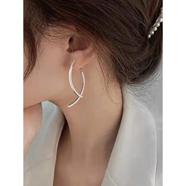 Imagem de Jaquetas de brinco cruzadas para mulheres, design minimalista elegante e elegante, perfeito para uso diário, Medium, Latão, Sem pedra preciosa