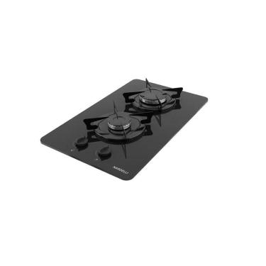 Imagem de Cooktop Nardelli à Gás Ndl 2b Vidro Preto Flange Esmaltada Preto Bivolt