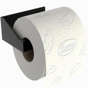 Imagem de 2X Porta Papel Higiênico Adesivo Colar Parede Preto Df