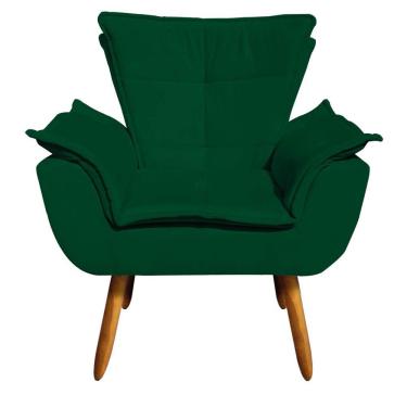 Imagem de Poltrona Opala Suede Verde Pés Palito Castanho D'rossi