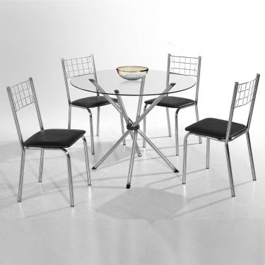 Imagem de Mesa De Jantar Aço Nobre Leticia Plus E 4 Cadeiras Preto
