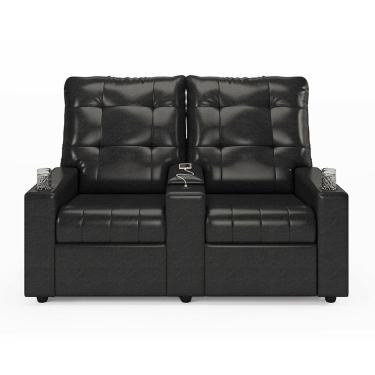 Imagem de Poltrona Reclinável Para Cinema Parma 2 Lugares Baú Usb Pu Preto Brilho Fh1 - D'rossi
