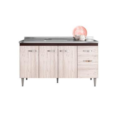 Imagem de Balcão Armário Para Cozinha Com Tampo 150 Cm Gabriela Castanho-avelã