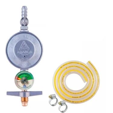 Imagem de Regulador Gás Manômetro Aliança Kit Completo Com Mangueira