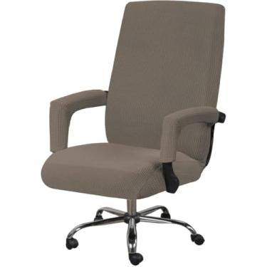Imagem de Capa De Cadeira De Escritório Spandex Stretch Stretchable Home Computer Capa De Cadeira De Encosto Alto Com 2 Capas De Apoio De Braço, Capa De Cadeira De Mesa Removível, Brown B, M