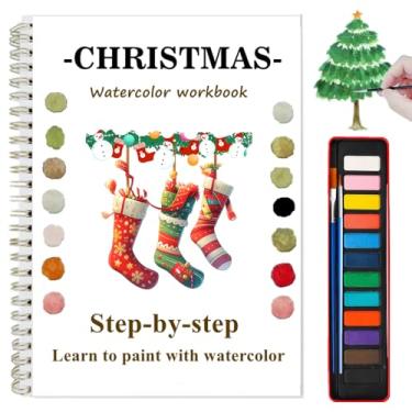 Imagem de Cadernos de exercícios em aquarela com esboços, livro de colorir aquático para iniciantes, conjunto de pintura em aquarela, artesanato, kit de pintura presente para adultos, adolescentes, artistas de