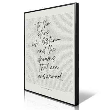 Imagem de Sarah J Maas Books Canvas Wall Art, To The Stars Quote Court of Mist and Fury Pôster Estético, Preto Branco Impressão Literária Livro, Biblioteca Reading Nook Art Presente para Amantes de Livros 40 x