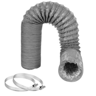 Imagem de Mangueira de ventilação para secadora de 10 cm e 30 metros de tubo de alumínio de PVC, duto de ar isolado para ventilação HVAC, exaustão com 2 braçadeiras