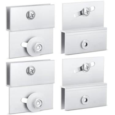 Imagem de Yaocom Conjunto de rolos de porta de chuveiro sem moldura M 6054 com 4 peças, roda de plástico redonda de 0,9 cm, rolamentos de esferas, alumínio extrudado, acabamento brilhante, cromado, 1/4 polegada