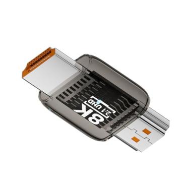 Imagem de xiwai Adaptador HDMI macho para HDMI 2.1 macho UHD 8K 60hz HDTV extensor transparente com luz LED inteligente para monitor de TV e projetor