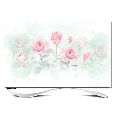 Imagem de Capa de TV de tecido macio 32-80 polegadas interior elástico capa protetora de tela artística montada na parede protetor à prova de poeira para TVs de tela plana LED/LCD e monitores de PC - flor 1||70