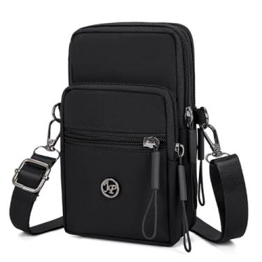 Imagem de Pequena bolsa tiracolo para telefone feminina mini bolsa transversal para celular bolsa de ombro mini carteira com alça de ombro, Preto, 17 cm (W) x 9 cm (L) x 6 cm (H)