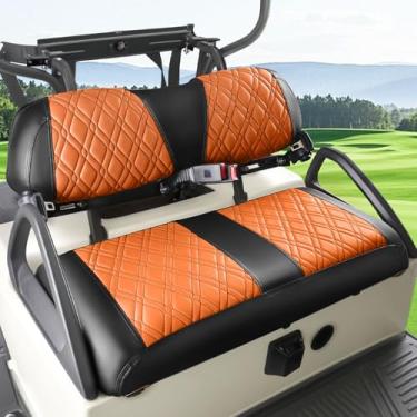 Imagem de Panglong Club Car DS Conjunto de capas de assento de cruzamento de diamante marrom PVC, serve para almofada de banco dianteiro DS 2000.5 -Up Club Car DS