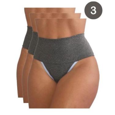 Imagem de Kit 3 Calcinhas Cintura Alta frente Cós Dupla Compressão - Viére, G