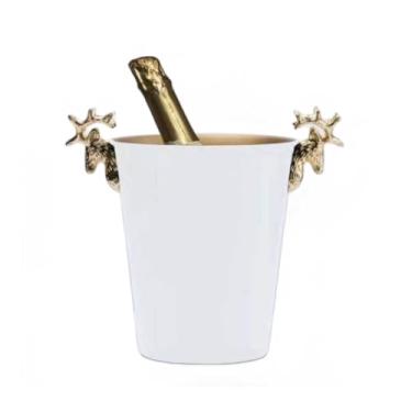 Imagem de Balde de gelo de aço inoxidável bicamada preservação de calor isolamento frio bonito KTV champanhe vinho tinto cerveja gelo bloco de gelo balde comercial (ouro branco, grande)