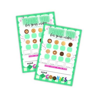 Imagem de Lashicorn Cartões de pedido de biscoito escoteiro | Pacote com 30 cartões postais de 10 x 15 cm Green Check Off Order Obrigado pelo seu apoio, reordenar etiquetas de caixa de líder de tropa cabide de