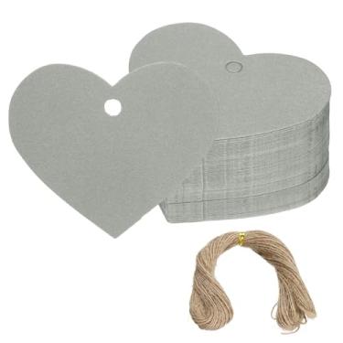 Imagem de PATIKIL Etiquetas de presente com cordão, 200 peças de etiquetas de papel em branco em forma de coração etiquetas para embrulho de presente com barbante de juta para lembrancinhas de festa de