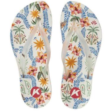 Imagem de Chinelo Kenner Ibiza Floral Estrela Feminino - Branco e Rosa, 37