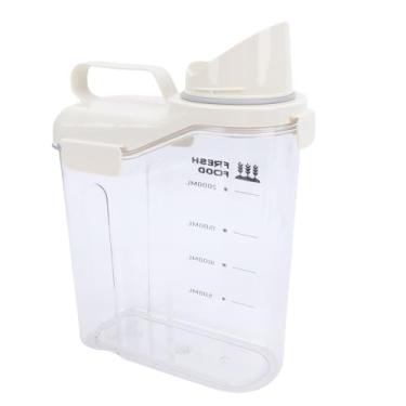Imagem de TOPINCN Recipiente de Armazenamento de Arroz, Dispensador de Cereais, Recipiente de Plástico Hermético Com Copo Medidor e Tampa de Bico para Farinha, Feijão, Nozes, Macarrão, Comida (Branco Leitoso