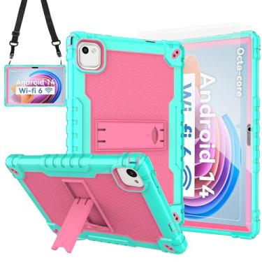 Imagem de Doemoil Capa para tablet YQSAVIOR ZB30/YQCP20/VOLENTEX M10/Aiprotablet K10/PRITOM M20/AEEZO MB1001/C10 10 polegadas com suporte embutido para tablet MUISOO MUIC110110 polegadas (verde/rosa + 2 peças