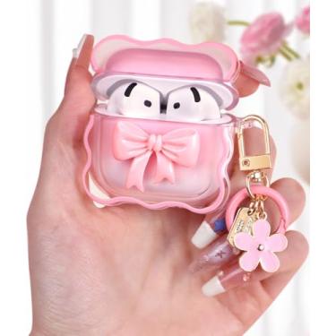 Imagem de Boaretiu Capa para Airpods 4 para mulheres meninas meninas fofo Kawaii - com chaveiro feminino elegante capa capa para Airpod 4ª geração 2024, Wave