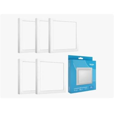 Imagem de Kit 5 Unidades Painel LED Sobrepor Quadrado 18W Plafon 6500K Branco Frio Luminária Bivolt Slim Instalação Rápida