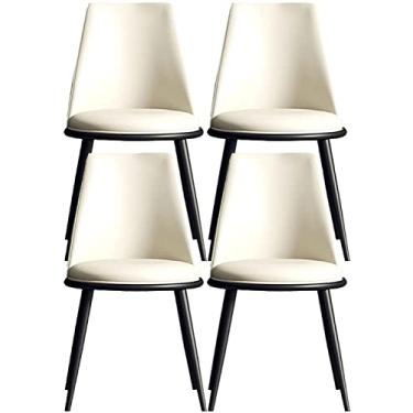 Imagem de Conjunto de 4 cadeiras de jantar – Cadeiras de canto de cozinha, cadeiras de jantar de cozinha, conjunto de 4 cadeiras laterais para sala de estar, cadeiras estofadas modernas com assento acolchoado