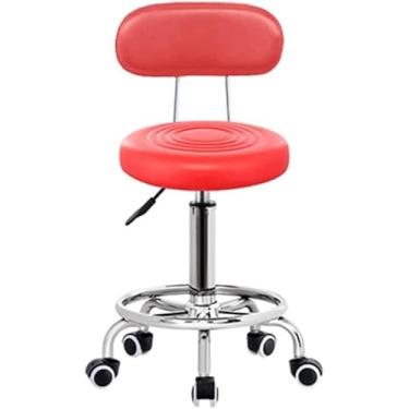 Imagem de Cadeira de jantar moderna para sala de maquiagem, cadeira de jantar com encosto, bancos confortáveis de alto rebote com rodas balcão de cozinha dormitório banco alto (cor: preto, tamanho: 48-60c