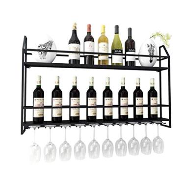 Imagem de Prateleiras de vinho nórdicas de metal montadas na parede, suporte de garrafa, prateleiras, prateleiras, decoração de casa, prateleira de parede - preto