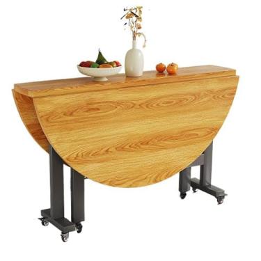 Imagem de HYUIO 150 cm, mesa de jantar de madeira, versátil dobrável extensível, mesa de jantar, mesa de escritório, mesa de jantar dobrável para espaços pequenos
