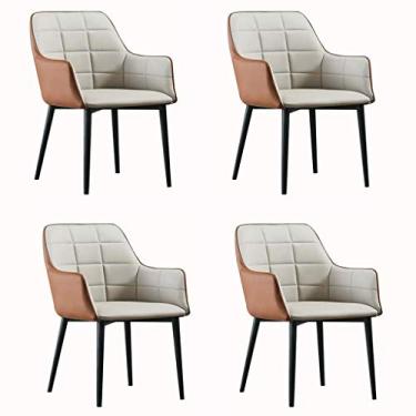 Imagem de Cadeira de jantar, cozinha, sala de jantar, móveis, cadeiras de jantar, conjunto de 4 poltronas para sala de estar, cadeira de cozinha de couro PU à prova d'água com pernas de metal, assento macio e