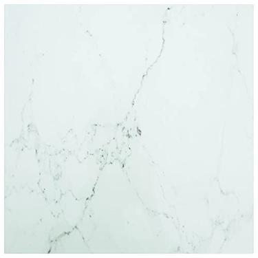 Imagem de Tampo de mesa para casa e escritório branco 70 x 70 cm 0,5 cm vidro temperado com design de mármore