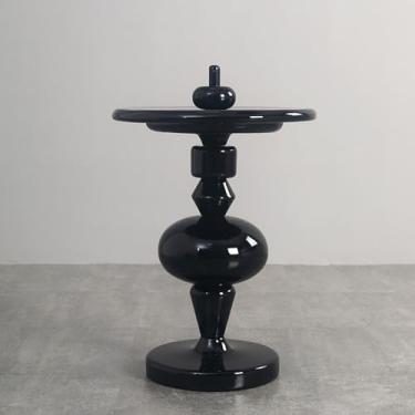 Imagem de Mesa lateral de sofá, mesa de cabeceira redonda moderna de madeira, mesa lateral decorativa, adequada para pequenos espaços, sala de estar, quarto (B)