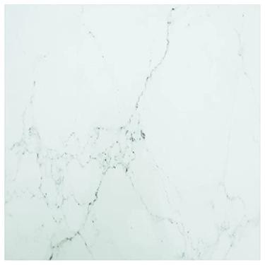 Imagem de Tampo de mesa para casa e escritório branco 60 x 59 cm 0,5 cm vidro temperado com design de mármore