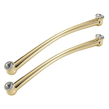 Imagem de ZDJZMGZ 2 peças de puxadores de armário de cozinha dourados, puxadores de porta de guarda-roupa de liga de zinco puxador de gaveta de móveis de quarto de diamante, para armários de armário, com