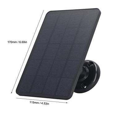 Imagem de Painel solar para câmera de segurança, carregador externo 4W de alta eficiência, micro USB, banco de energia portátil para câmeras de vigilância, luzes solares, material ABS de (Preta)