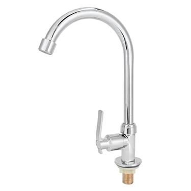 Imagem de Ymiko Torneira de Cozinha de Aço Inoxidável, Bico Giratório de 360 ​​graus de Alto, Torneira única de água Fria Com Rosca G1 2, para Pia de Cozinha, Banheiro Ao Ar Livre
