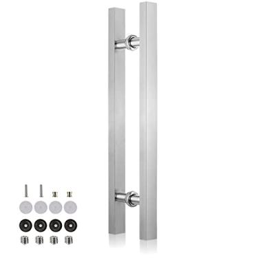 Imagem de Puxador de porta deslizante para porta de celeiro com ferramentas de instalação, puxador de porta frontal de entrada para portas de vidro de madeira, alça de barra resistente comercial, aço inoxidável